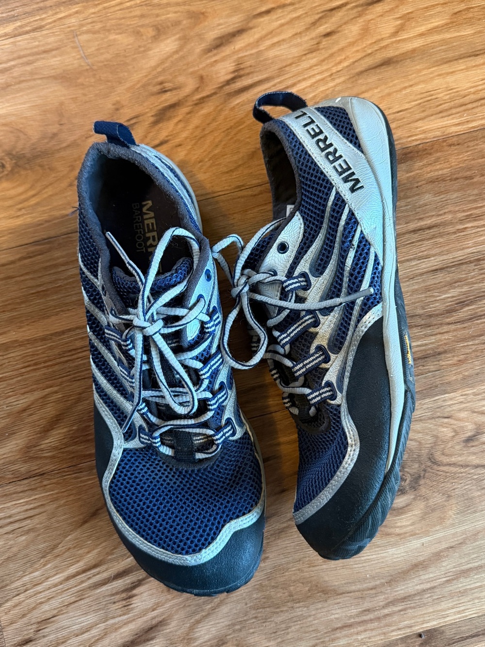 Merrell Men’s Blue and Gray Barefoot Sneakers 8.5
